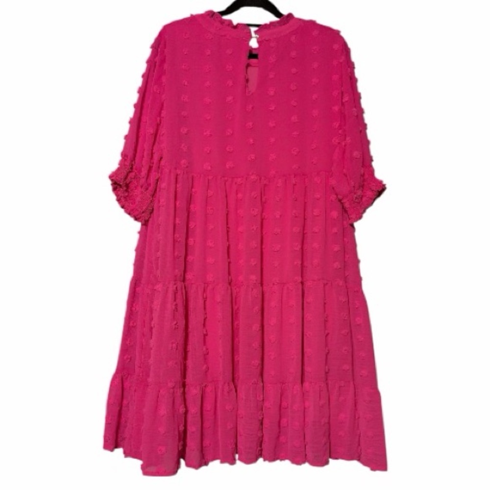 NEW Jodifl Bubblegum Pink Swiss Dot Tiered Babydoll Dress -Boho - Picture 3 of 6